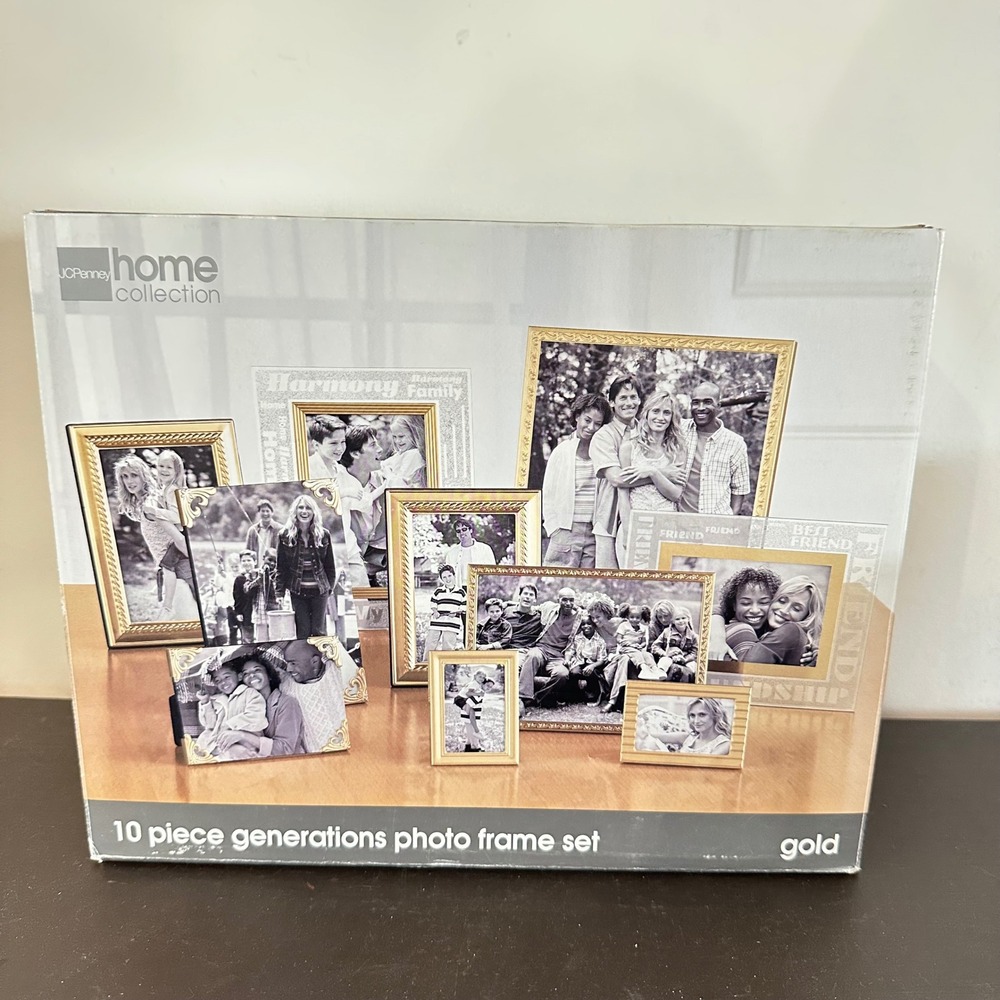 JCPenney Home Collection 10 Piece Generations Photo Frame Set Gold Metal Glass